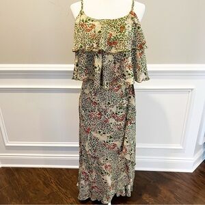 NEW Raga 2 Piece Set size S Kochi Leopard Print Tank and Wrap Skirt Green Pink